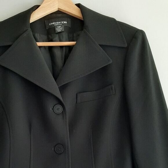 JONES NEW YORK Classic Neutral Button Down Blazer Jacket Black Sz 12 P - Picture 4 of 10
